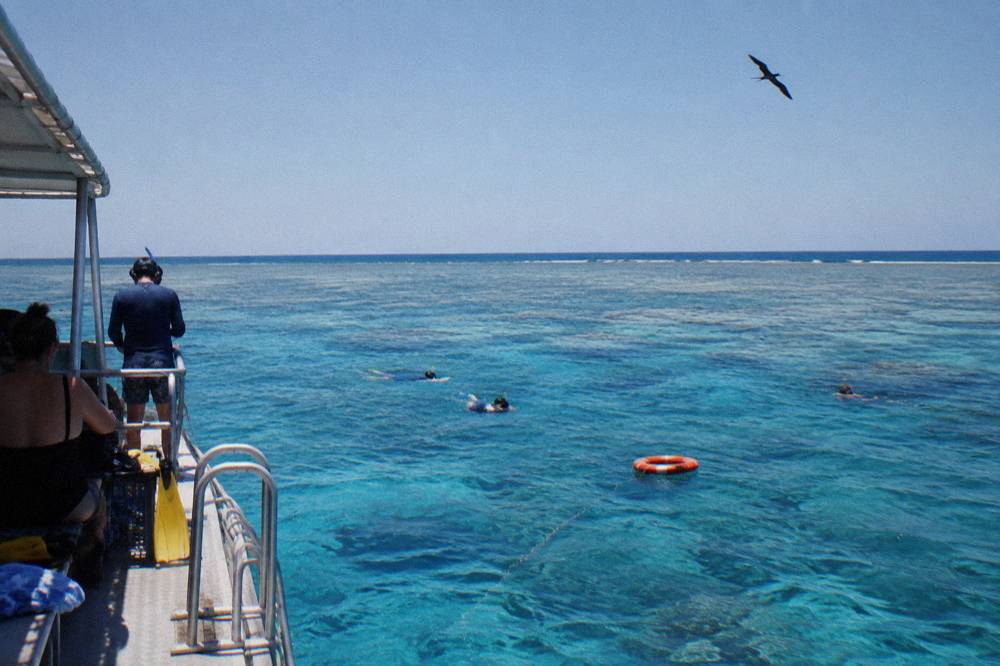 Open ocean horizon seen from a boat with no land in sight